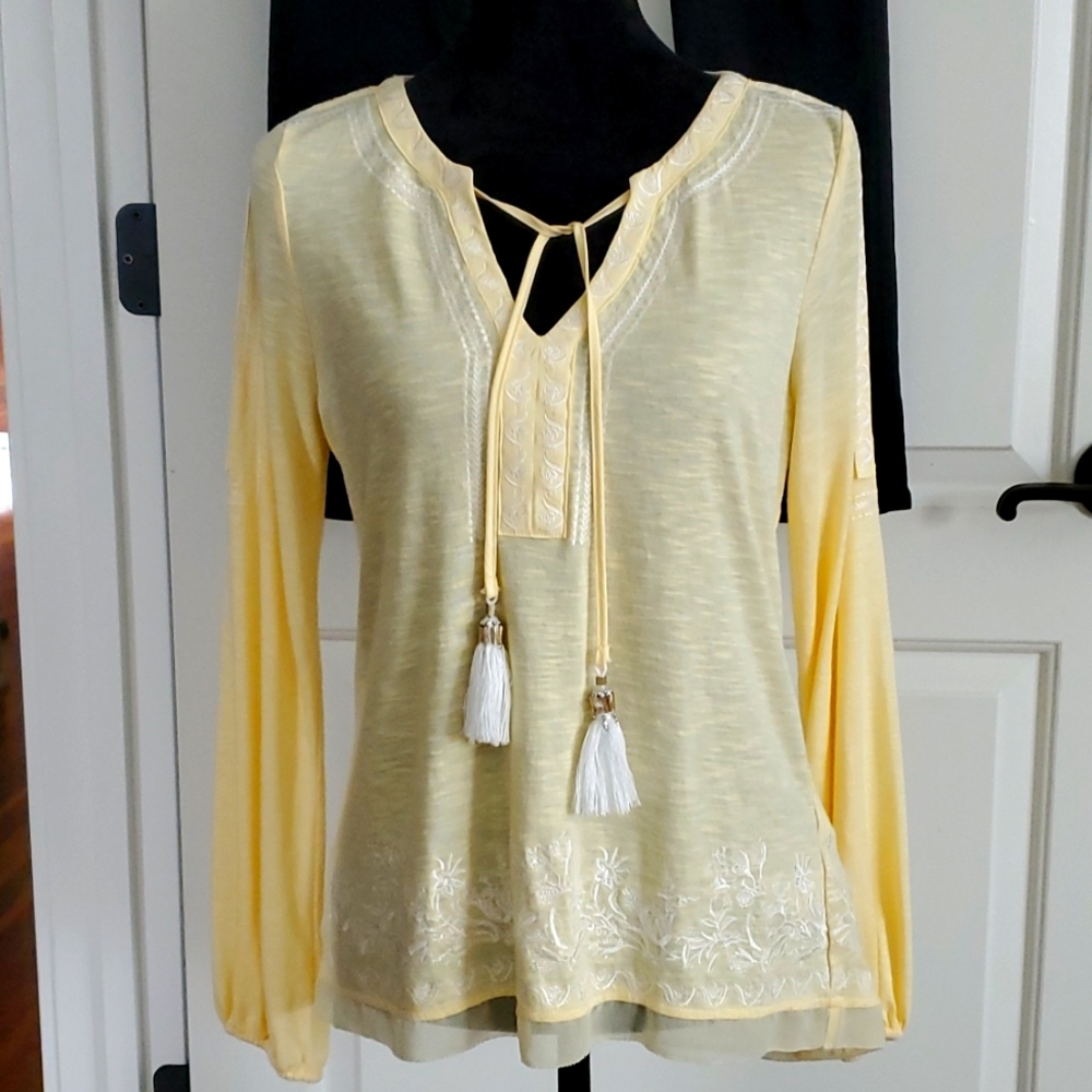 Soft yellow long sleeve top